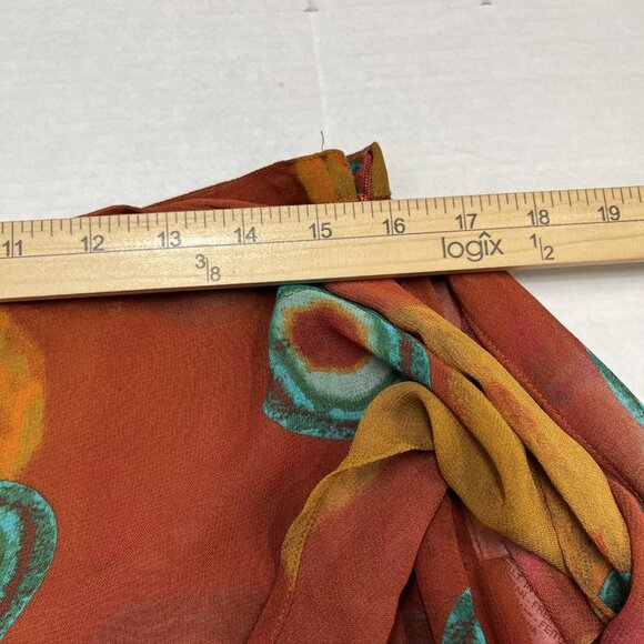 Zara Pareo Pants Womens L Semi Sheer Wrap Wide Leg Chiffon Aztec Boho Hippie - Picture 7 of 10